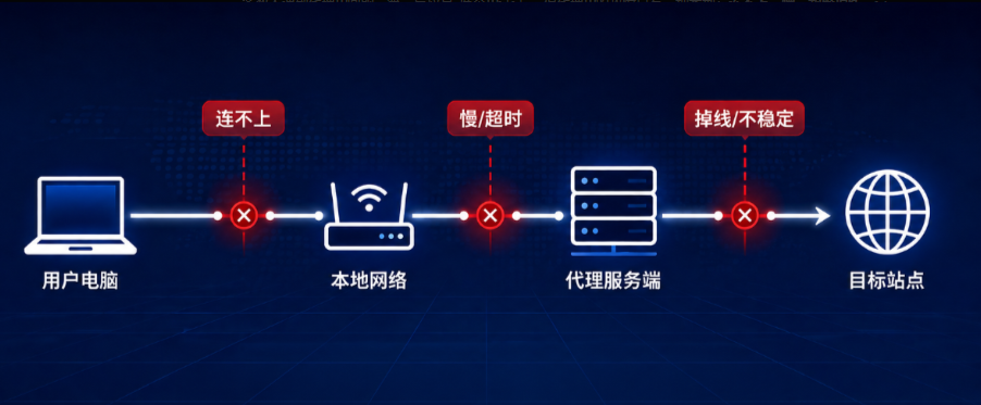 代理IP连不上 / 慢 / 频繁掉线？5步排查法精准定位根因