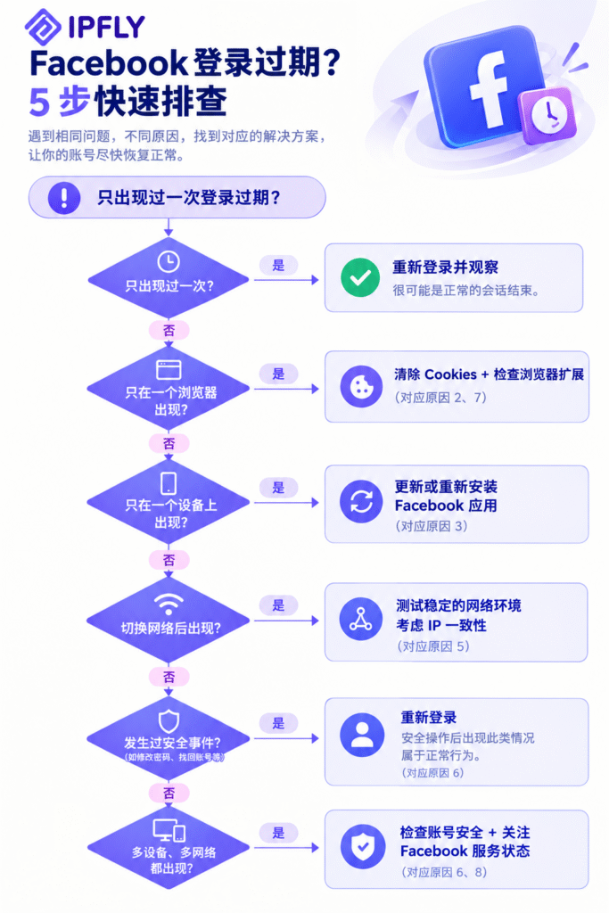 Facebook 一直提示“会话已过期”？8个真实诱因及快速解决方法（2026）