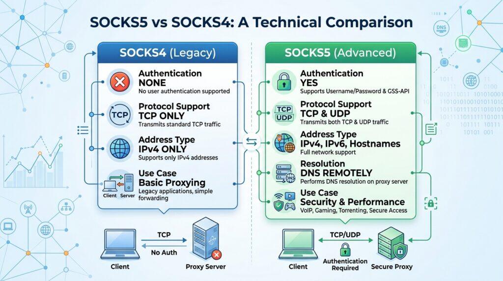 SOCKS4 與 SOCKS5：主要區別及如何選擇